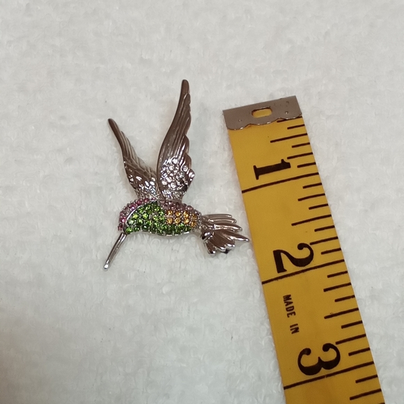 Charming 2" Rhinestone Hummingbird. Pin - Picture 4 of 7